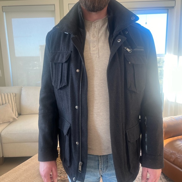 Men's Black Utility Jacket (charcoal) - Picture 3 of 11